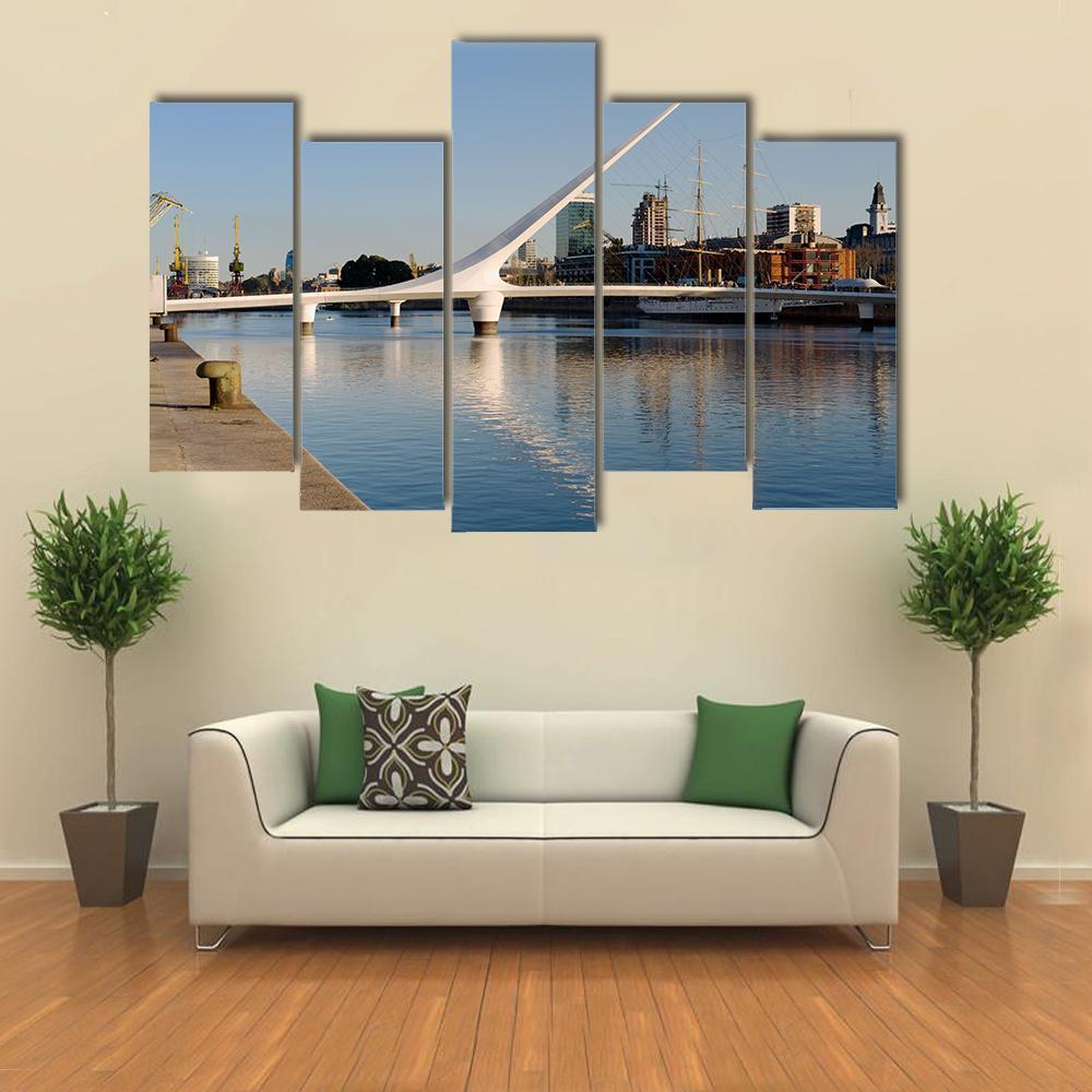 Women´s Bridge In Puerto Madero Canvas Wall Art-5 Pop-Gallery Wrap-47" x 32"-Tiaracle