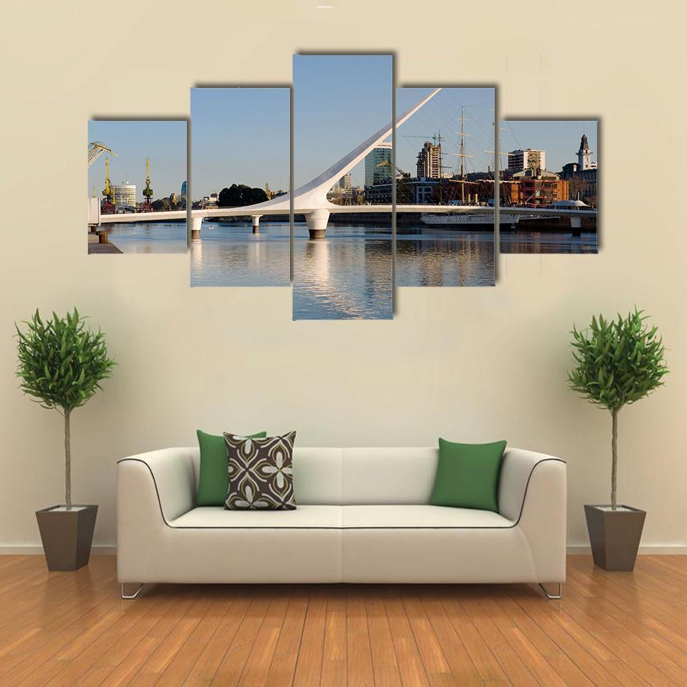 Women´s Bridge In Puerto Madero Canvas Wall Art-5 Star-Gallery Wrap-62" x 32"-Tiaracle