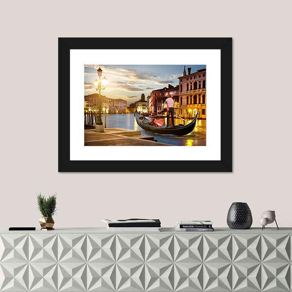 Wonderful Grand Canal In Sunset Time Canvas Wall Art-1 Piece-Framed Print-20" x 16"-Tiaracle