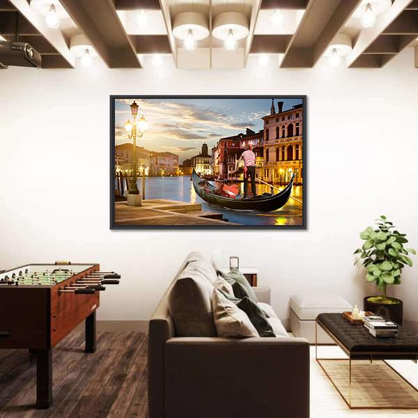 Wonderful Grand Canal In Sunset Time Canvas Wall Art-3 Horizontal-Gallery Wrap-25" x 16"-Tiaracle
