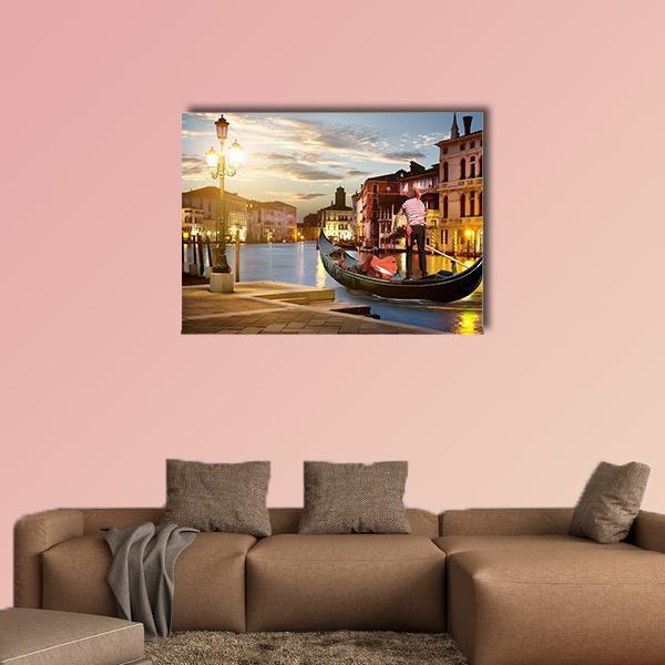 Wonderful Grand Canal In Sunset Time Canvas Wall Art-1 Piece-Gallery Wrap-48" x 32"-Tiaracle