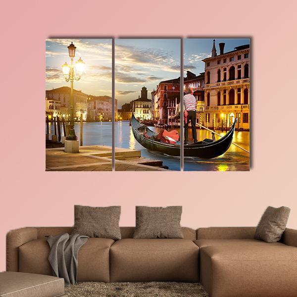 Wonderful Grand Canal In Sunset Time Canvas Wall Art-5 Pop-Gallery Wrap-47" x 32"-Tiaracle