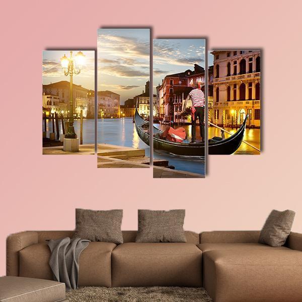 Wonderful Grand Canal In Sunset Time Canvas Wall Art-4 Pop-Gallery Wrap-50" x 32"-Tiaracle