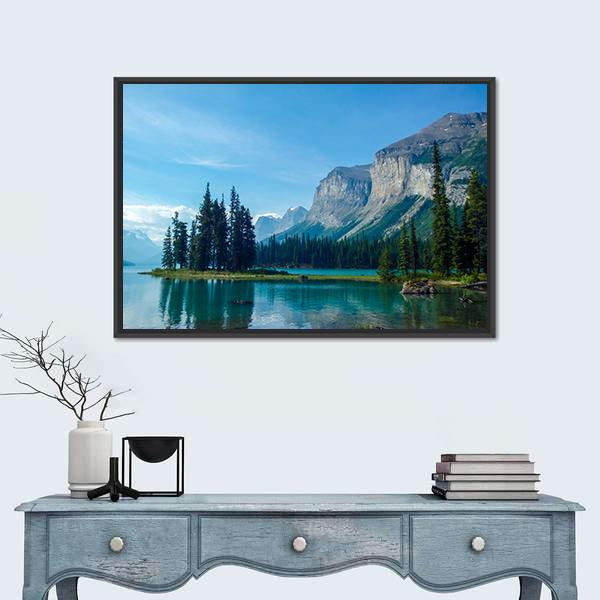 Wonderful Lake In The Mountain Canvas Wall Art-1 Piece-Floating Frame-24" x 16"-Tiaracle