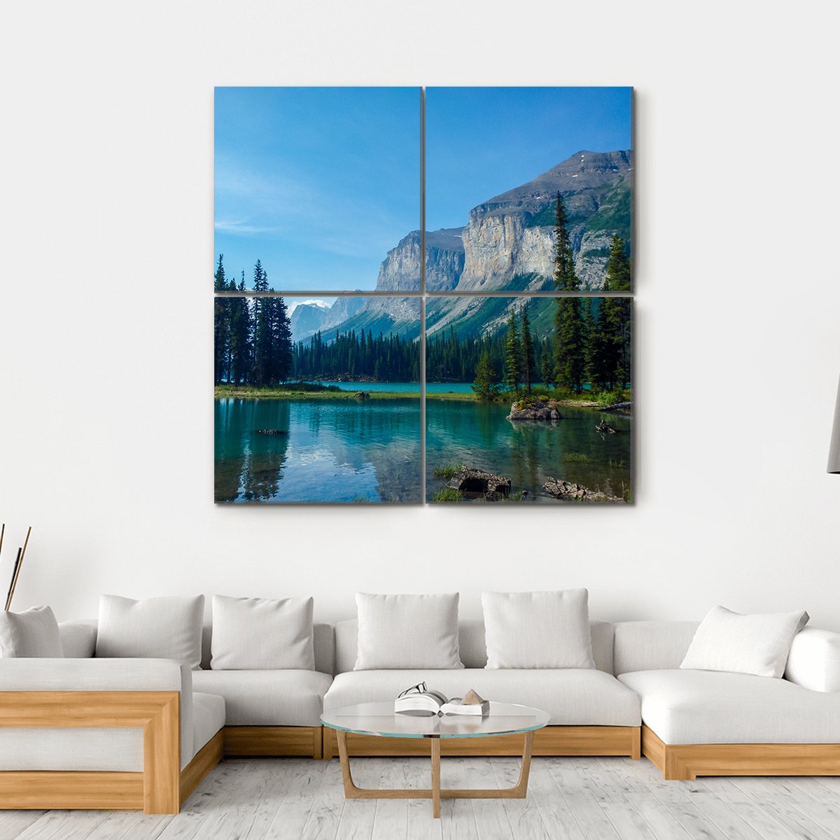 Wonderful Lake In The Mountain Canvas Wall Art-4 Square-Gallery Wrap-17" x 17"-Tiaracle