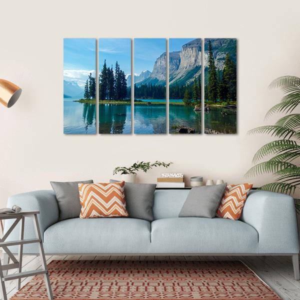 Wonderful Lake In The Mountain Canvas Wall Art-5 Horizontal-Gallery Wrap-22" x 12"-Tiaracle