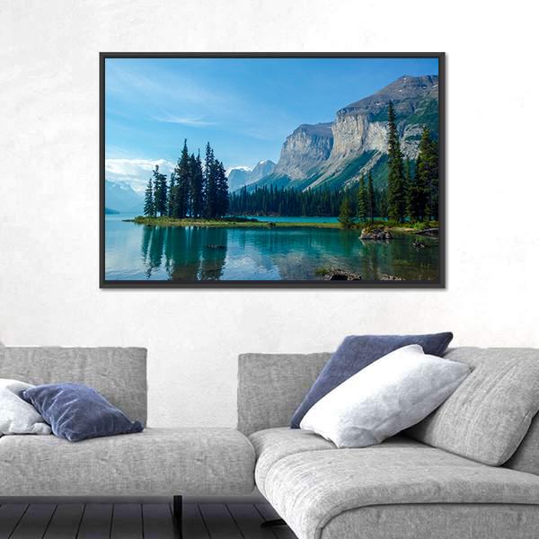 Wonderful Lake In The Mountain Canvas Wall Art-5 Horizontal-Gallery Wrap-22" x 12"-Tiaracle