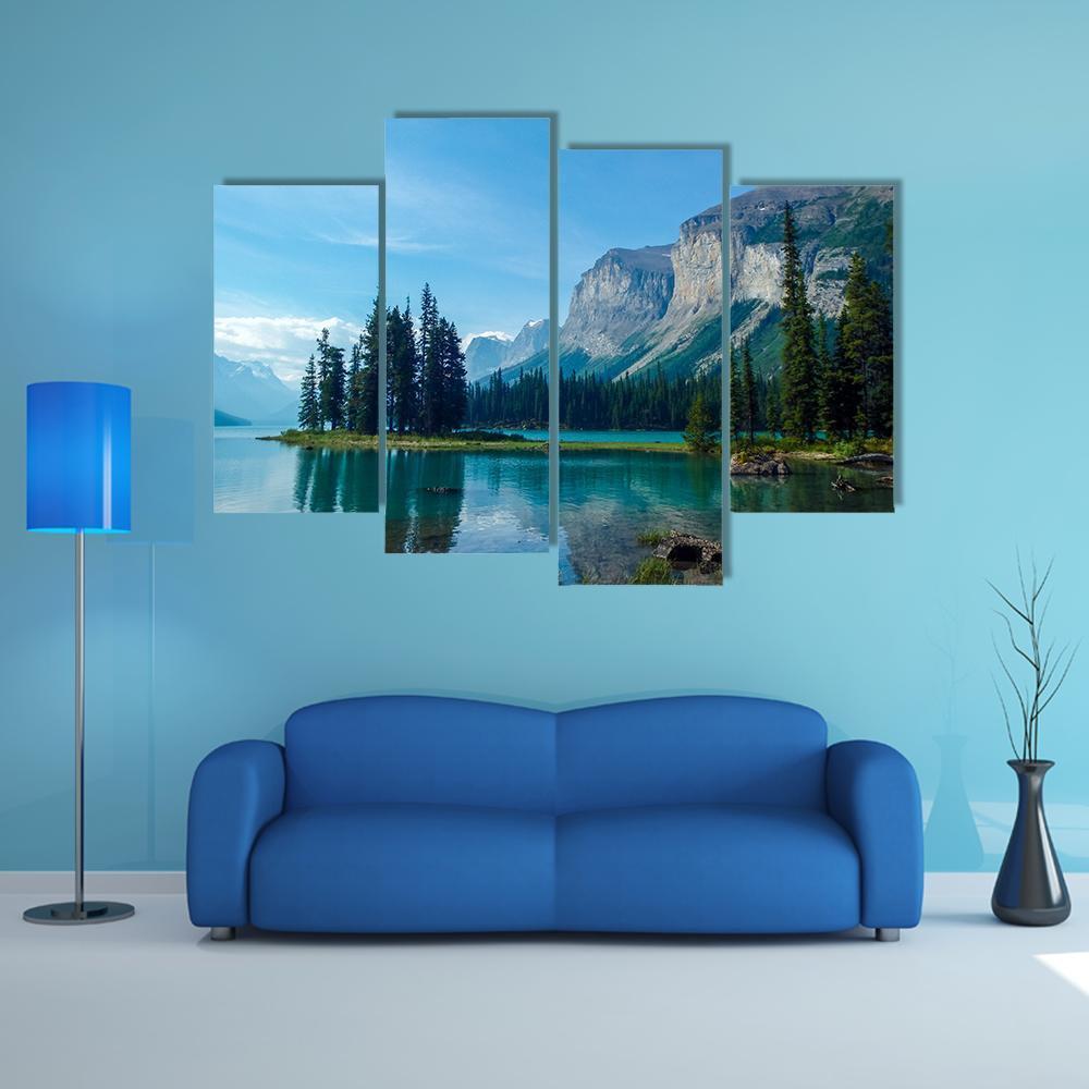 Wonderful Lake In The Mountain Canvas Wall Art-4 Pop-Gallery Wrap-50" x 32"-Tiaracle