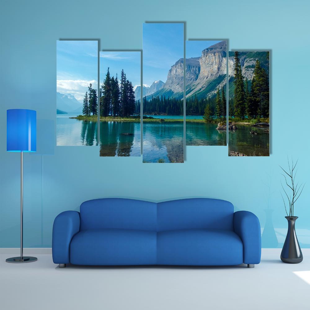 Wonderful Lake In The Mountain Canvas Wall Art-5 Pop-Gallery Wrap-47" x 32"-Tiaracle