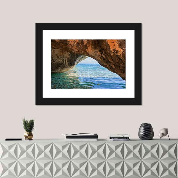 Wonderful Sea Bay In Greece Canvas Wall Art-1 Piece-Framed Print-20" x 16"-Tiaracle