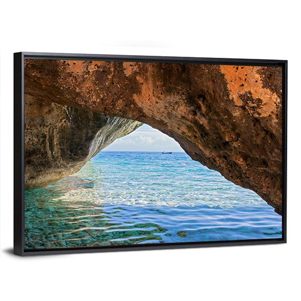 Wonderful Sea Bay In Greece Canvas Wall Art-3 Horizontal-Gallery Wrap-25" x 16"-Tiaracle