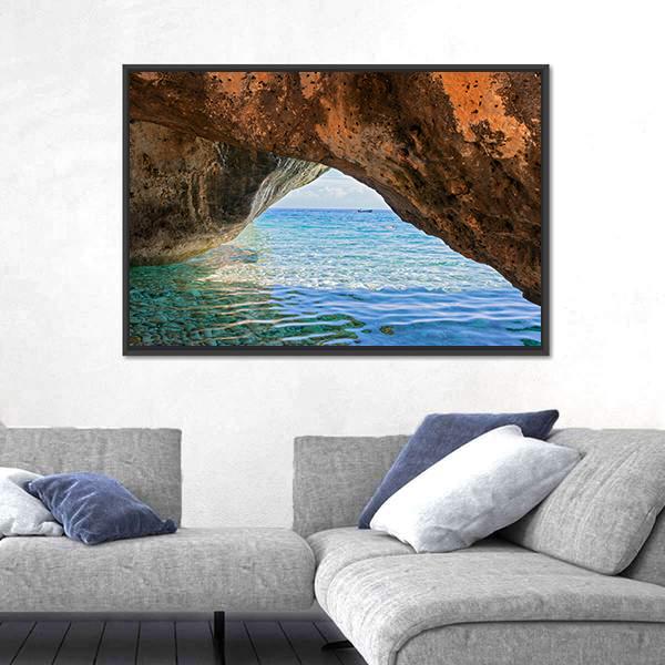 Wonderful Sea Bay In Greece Canvas Wall Art-3 Horizontal-Gallery Wrap-25" x 16"-Tiaracle