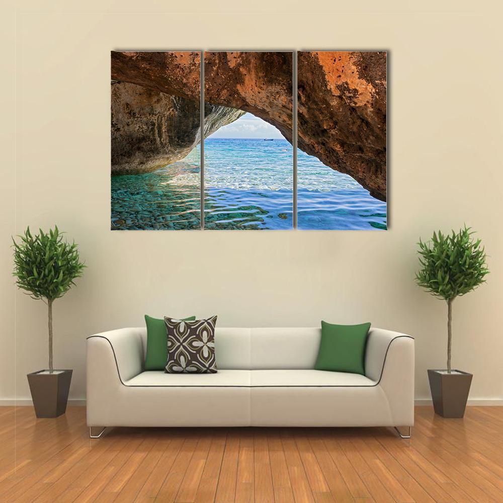 Wonderful Sea Bay In Greece Canvas Wall Art-3 Horizontal-Gallery Wrap-37" x 24"-Tiaracle