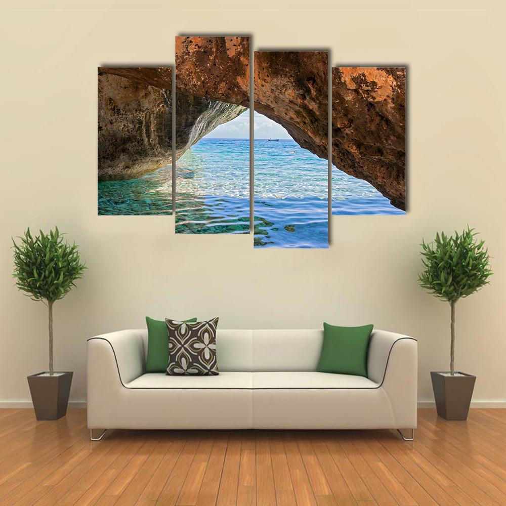 Wonderful Sea Bay In Greece Canvas Wall Art-4 Pop-Gallery Wrap-50" x 32"-Tiaracle