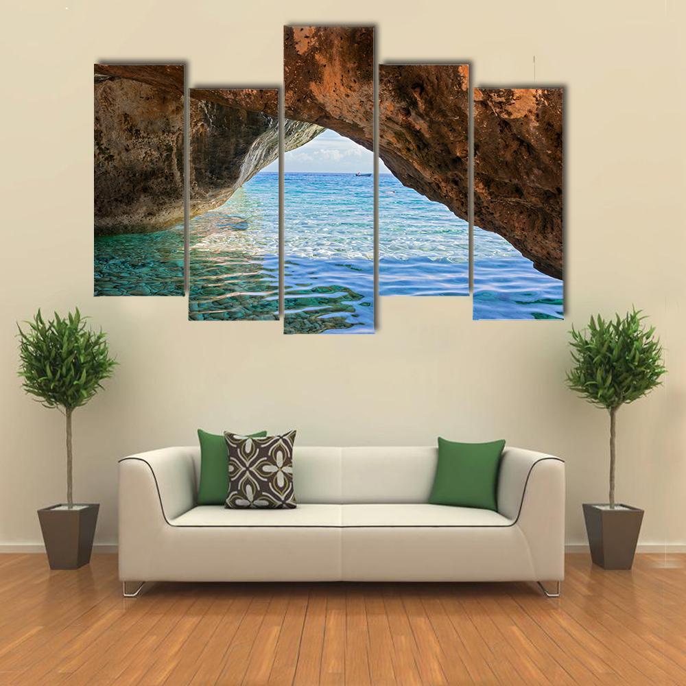 Wonderful Sea Bay In Greece Canvas Wall Art-5 Pop-Gallery Wrap-47" x 32"-Tiaracle