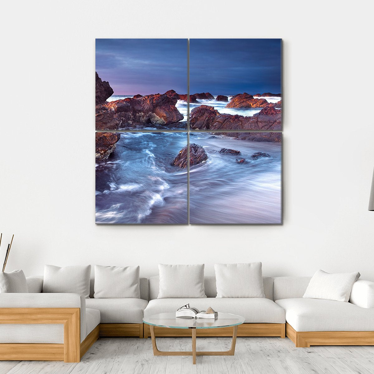 Wonderful Sunset on the South Australian Coast Canvas Wall Art-4 Square-Gallery Wrap-17" x 17"-Tiaracle