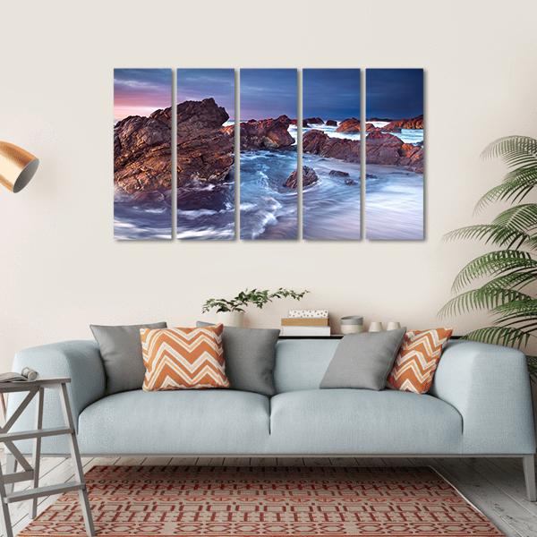 Wonderful Sunset on the South Australian Coast Canvas Wall Art-5 Horizontal-Gallery Wrap-22" x 12"-Tiaracle