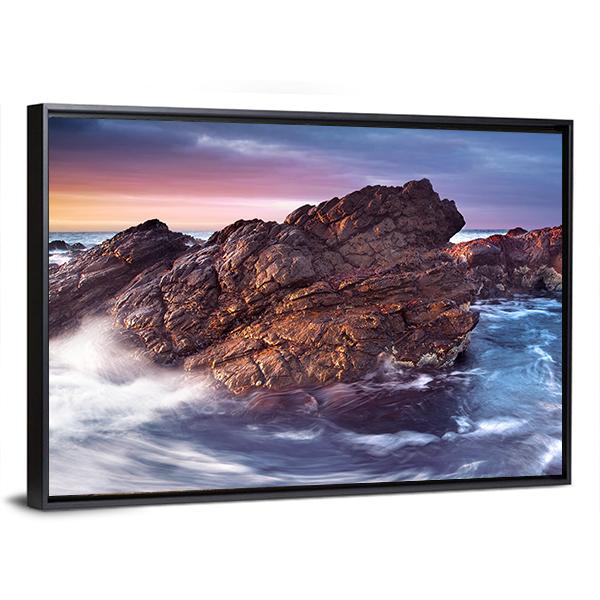 Wonderful Sunset on the South Australian Coast Canvas Wall Art-3 Horizontal-Gallery Wrap-25" x 16"-Tiaracle