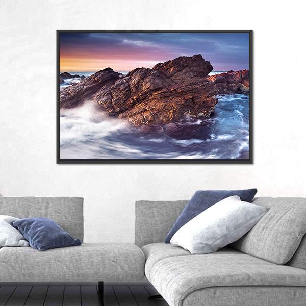 Wonderful Sunset on the South Australian Coast Canvas Wall Art-3 Horizontal-Gallery Wrap-25" x 16"-Tiaracle