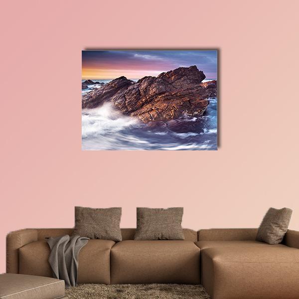 Wonderful Sunset on the South Australian Coast Canvas Wall Art-1 Piece-Gallery Wrap-48" x 32"-Tiaracle