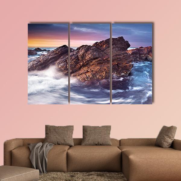 Wonderful Sunset on the South Australian Coast Canvas Wall Art-3 Horizontal-Gallery Wrap-37" x 24"-Tiaracle