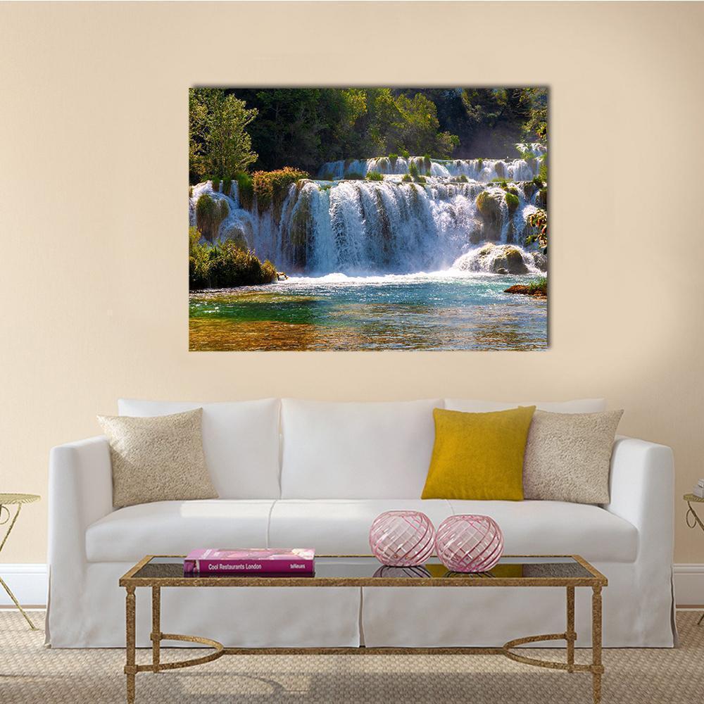 Wonderful Waterfalls In Krka National Park Canvas Wall Art-5 Horizontal-Gallery Wrap-22" x 12"-Tiaracle