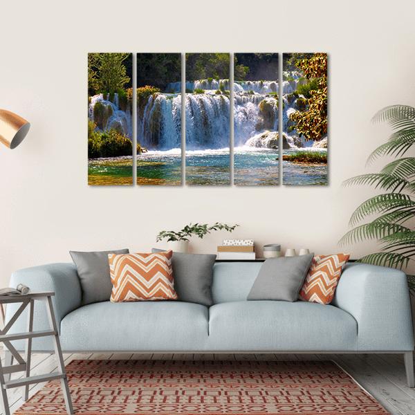 Wonderful Waterfalls In Krka National Park Canvas Wall Art-5 Horizontal-Gallery Wrap-22" x 12"-Tiaracle