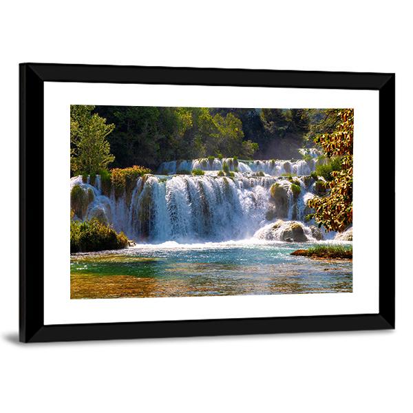 Wonderful Waterfalls In Krka National Park Canvas Wall Art-5 Horizontal-Gallery Wrap-22" x 12"-Tiaracle