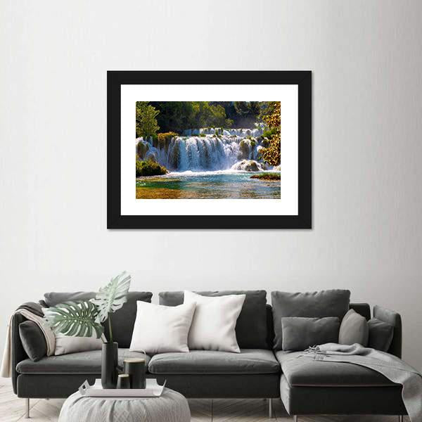 Wonderful Waterfalls In Krka National Park Canvas Wall Art-3 Horizontal-Gallery Wrap-25" x 16"-Tiaracle