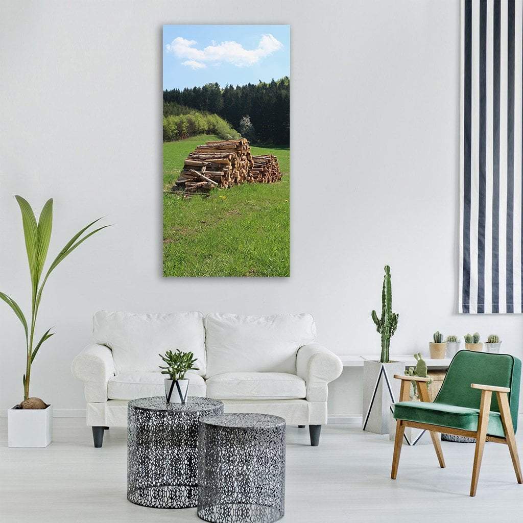 Wood In Spring Meadow Vertical Canvas Wall Art-1 Vertical-Gallery Wrap-12" x 24"-Tiaracle