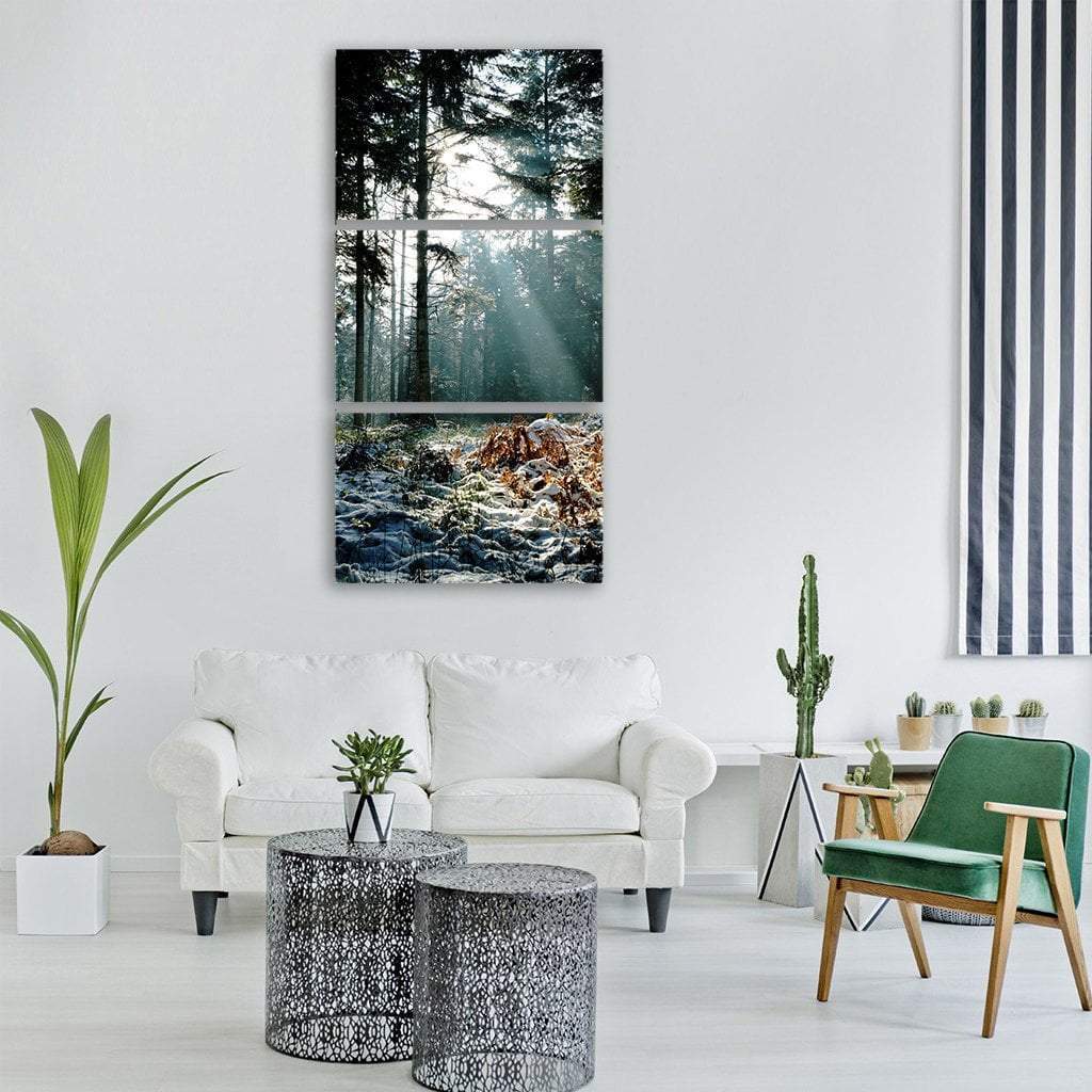 Wood Tree Landscape Vertical Canvas Wall Art-3 Vertical-Gallery Wrap-12" x 25"-Tiaracle