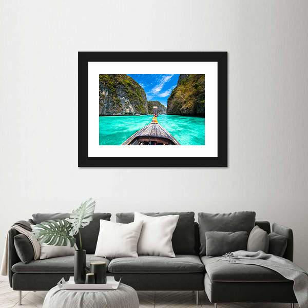 Wooden Boat on Koh Phi Phi Island Canvas Wall Art-3 Horizontal-Gallery Wrap-25&quot; x 16&quot;-Tiaracle