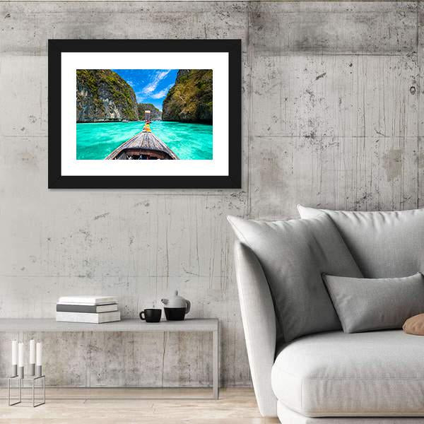 Wooden Boat on Koh Phi Phi Island Canvas Wall Art-3 Horizontal-Gallery Wrap-25" x 16"-Tiaracle