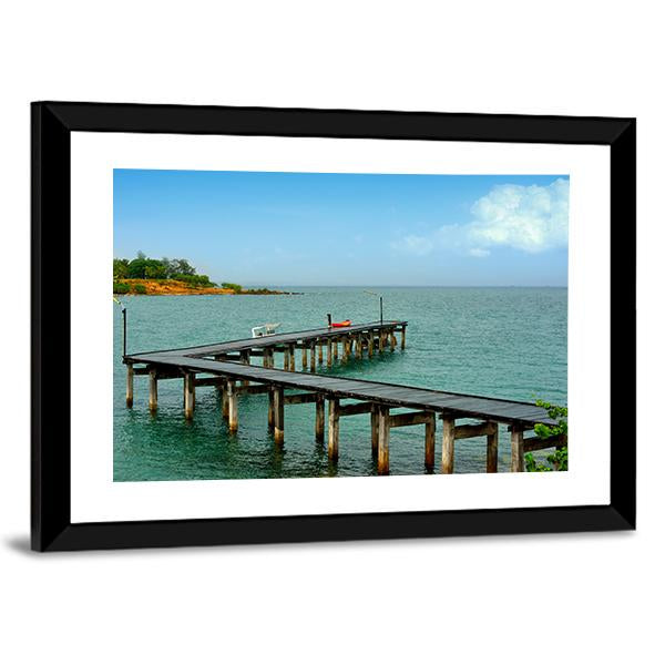 Wooden Bridge In Thailand Harbor Panoramic Canvas Wall Art-1 Piece-36" x 12"-Tiaracle