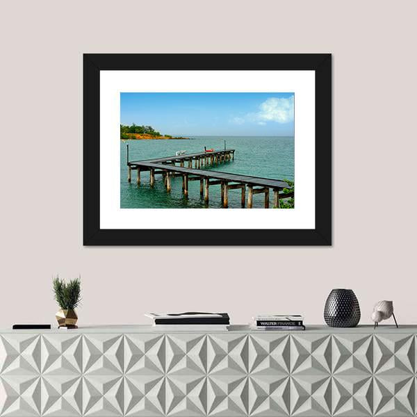 Wooden Bridge In Thailand Harbor Panoramic Canvas Wall Art-1 Piece-36" x 12"-Tiaracle