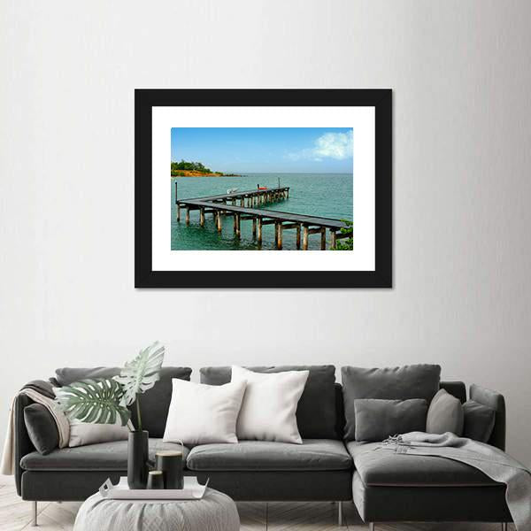 Wooden Bridge In Thailand Harbor Panoramic Canvas Wall Art-1 Piece-36" x 12"-Tiaracle