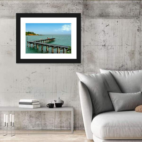 Wooden Bridge In Thailand Harbor Panoramic Canvas Wall Art-1 Piece-36" x 12"-Tiaracle