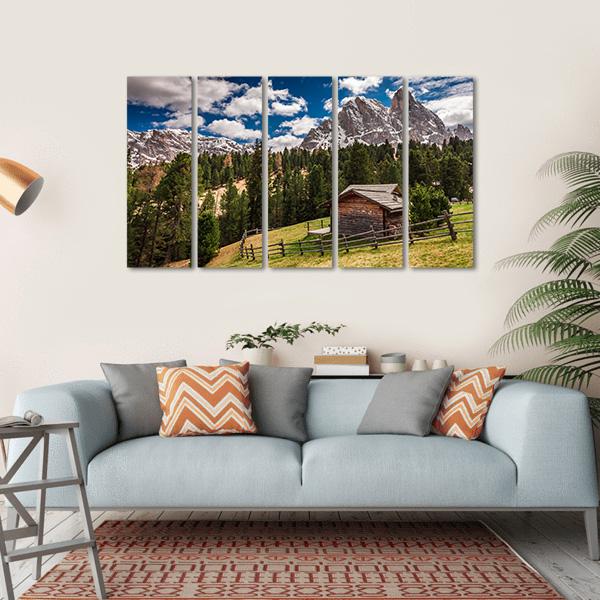 Wooden Cottage In Dolomites Canvas Wall Art-5 Horizontal-Gallery Wrap-22" x 12"-Tiaracle