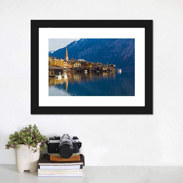 Wooden Houses Of Hallstatt Canvas Wall Art-1 Piece-Framed Print-20" x 16"-Tiaracle