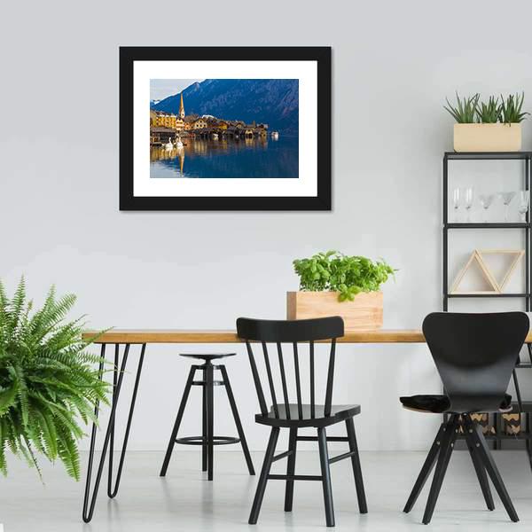 Wooden Houses Of Hallstatt Canvas Wall Art-3 Horizontal-Gallery Wrap-25" x 16"-Tiaracle