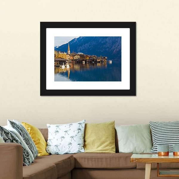 Wooden Houses Of Hallstatt Canvas Wall Art-3 Horizontal-Gallery Wrap-25" x 16"-Tiaracle