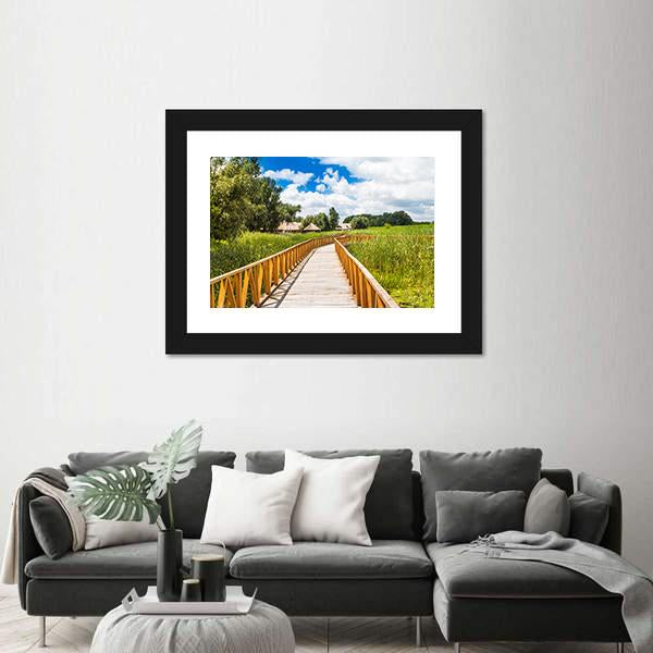 Wooden Path In Nature Park Canvas Wall Art-3 Horizontal-Gallery Wrap-25" x 16"-Tiaracle