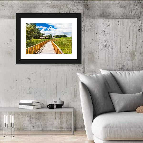 Wooden Path In Nature Park Canvas Wall Art-3 Horizontal-Gallery Wrap-25" x 16"-Tiaracle