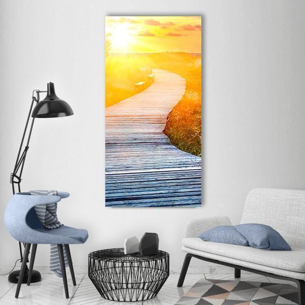 Wooden Path Over Dunes At Beach Vertical Canvas Wall Art-1 Vertical-Gallery Wrap-12" x 24"-Tiaracle