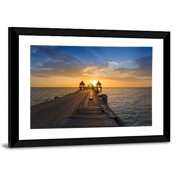 Wooden Path Walking Way Leading To Ocean Panoramic Canvas Wall Art-1 Piece-36" x 12"-Tiaracle