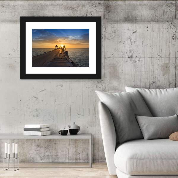 Wooden Path Walking Way Leading To Ocean Panoramic Canvas Wall Art-1 Piece-36" x 12"-Tiaracle