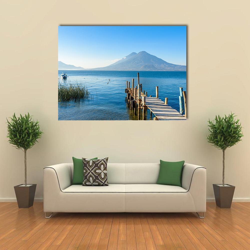 Wooden Pier At Lake Atitlan Canvas Wall Art-1 Piece-Gallery Wrap-36" x 24"-Tiaracle