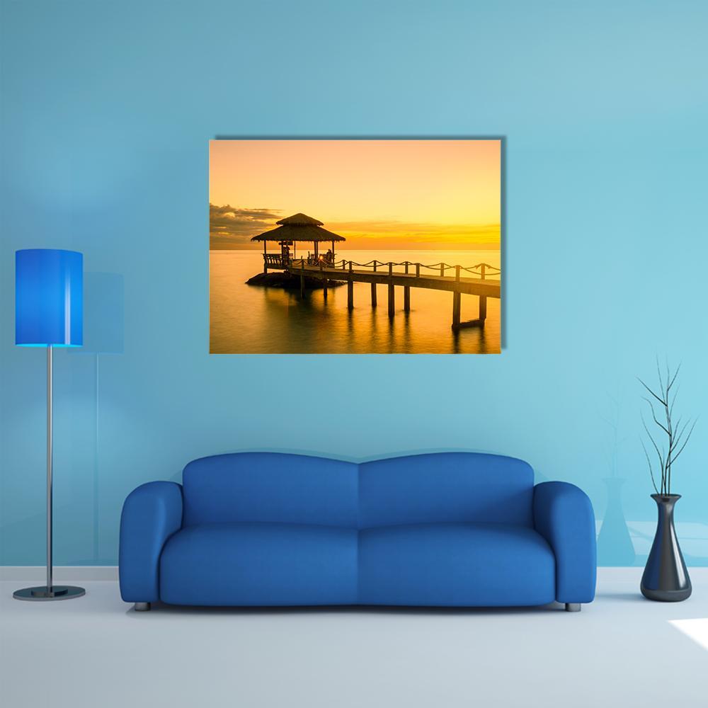 Wooden Pier In Phuket Thailand Canvas Wall Art-4 Horizontal-Gallery Wrap-34" x 24"-Tiaracle