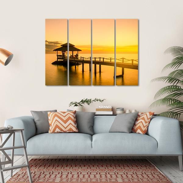 Wooden Pier In Phuket Thailand Canvas Wall Art-4 Horizontal-Gallery Wrap-34" x 24"-Tiaracle