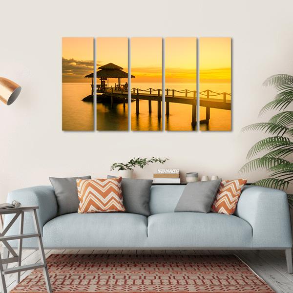 Wooden Pier In Phuket Thailand Canvas Wall Art-5 Horizontal-Gallery Wrap-22" x 12"-Tiaracle